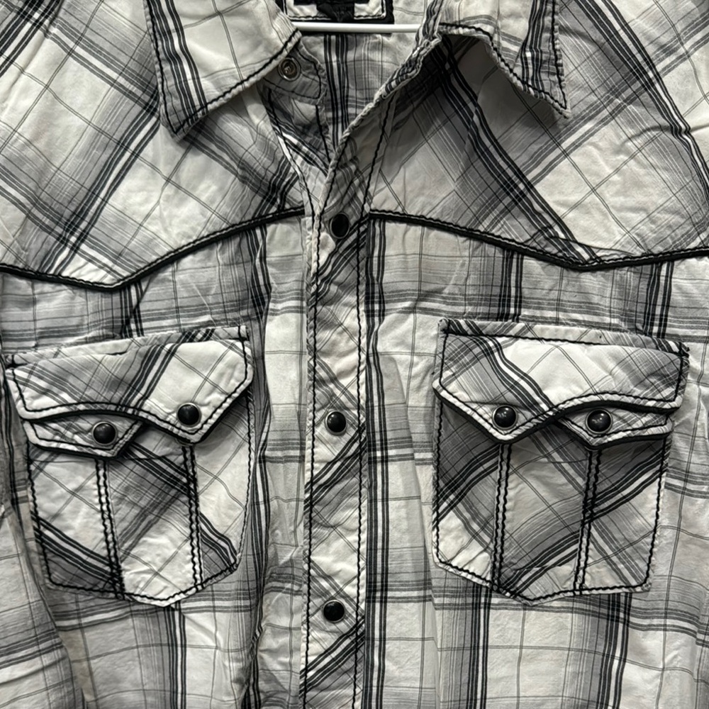 Vintage BKE Black and White Plaid Pearl Snap Shirt